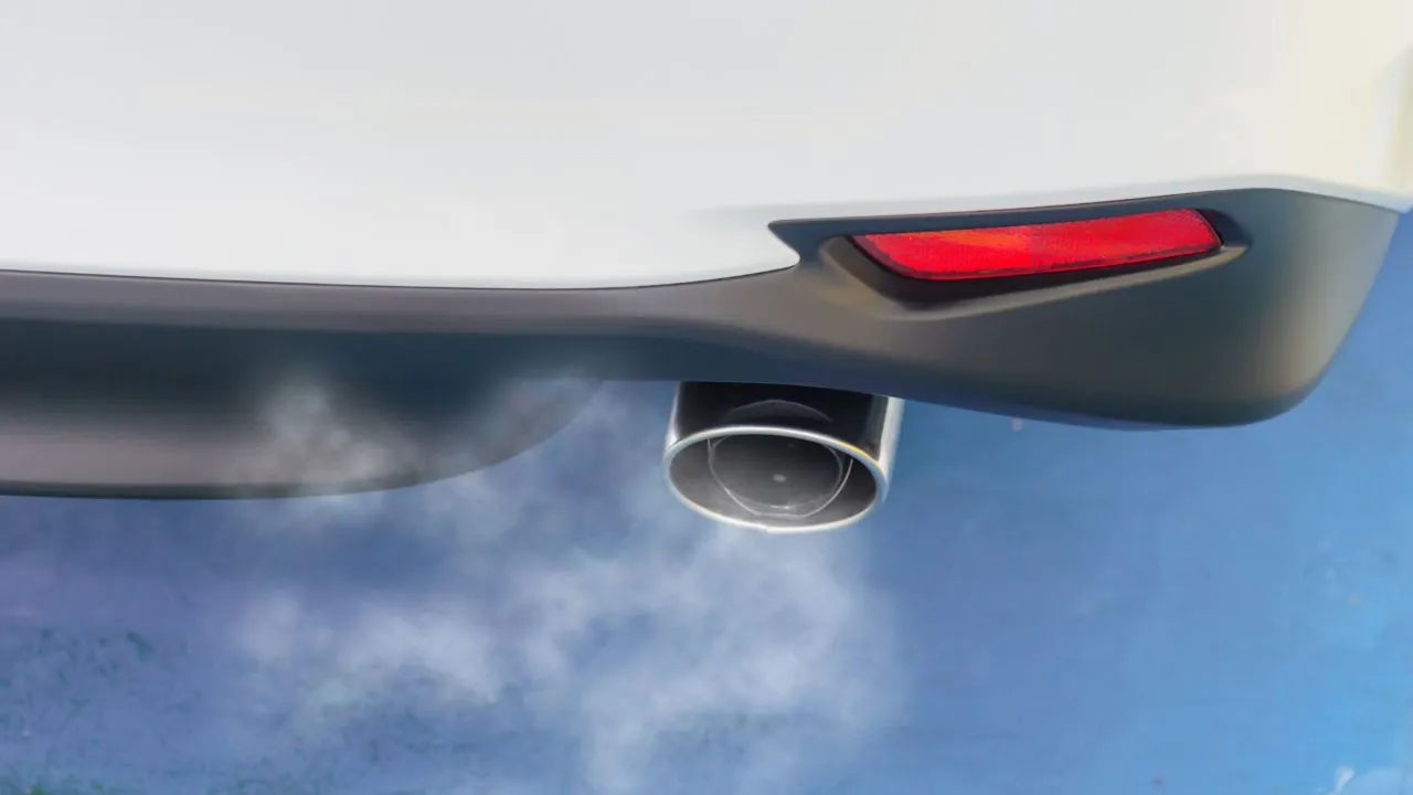 Smoke appears from the exhaust