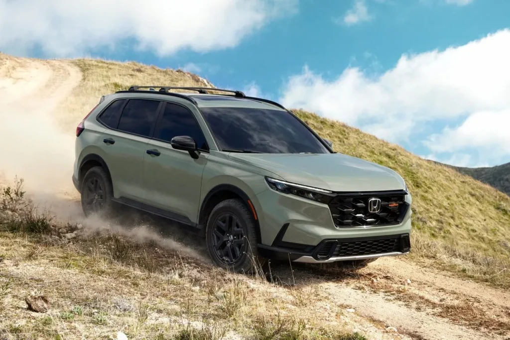 Honda CR-V TrailSport Hybrid Shown in Ash Green Metallic Color