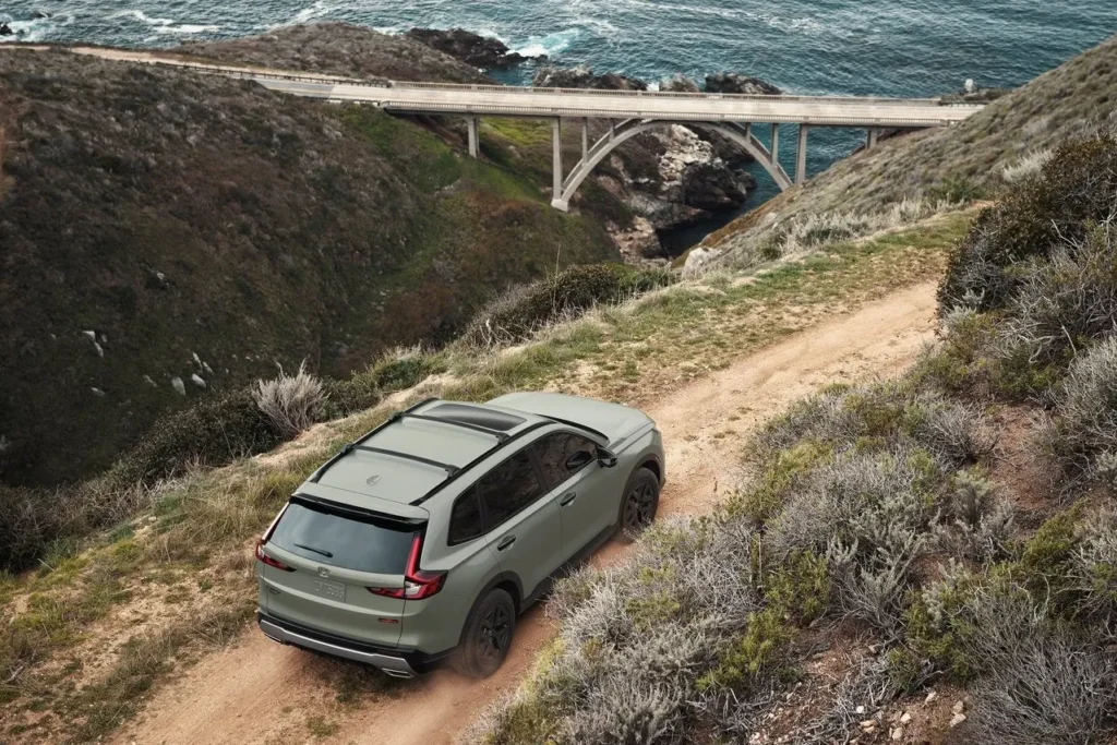 Off-road ready Honda CRV TrailSport shown in Ash Green Metallic Color