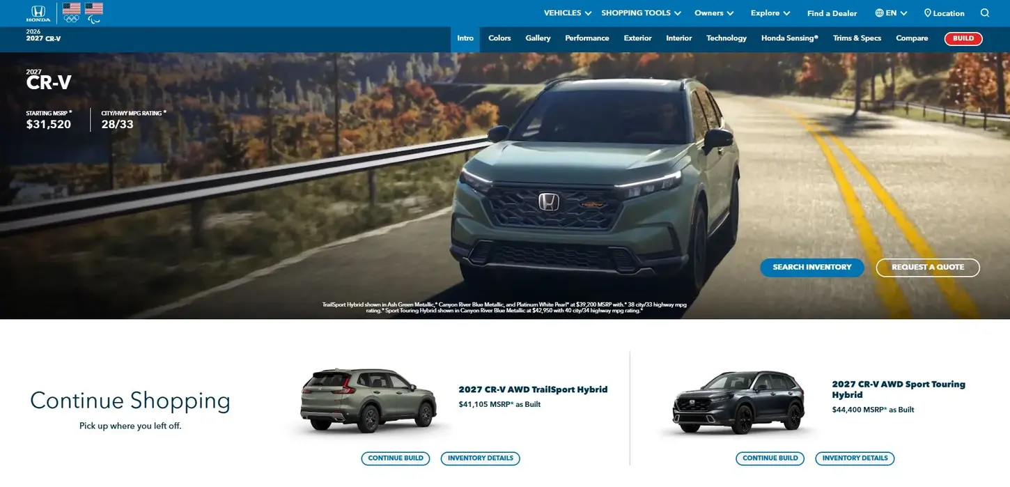 2027 Honda CRV Official Website