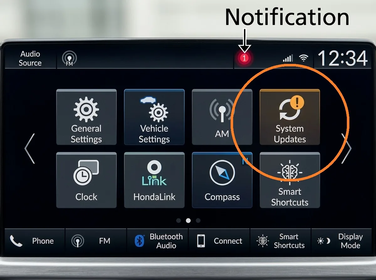 Honda System Update Notification